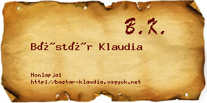 Bástár Klaudia névjegykártya